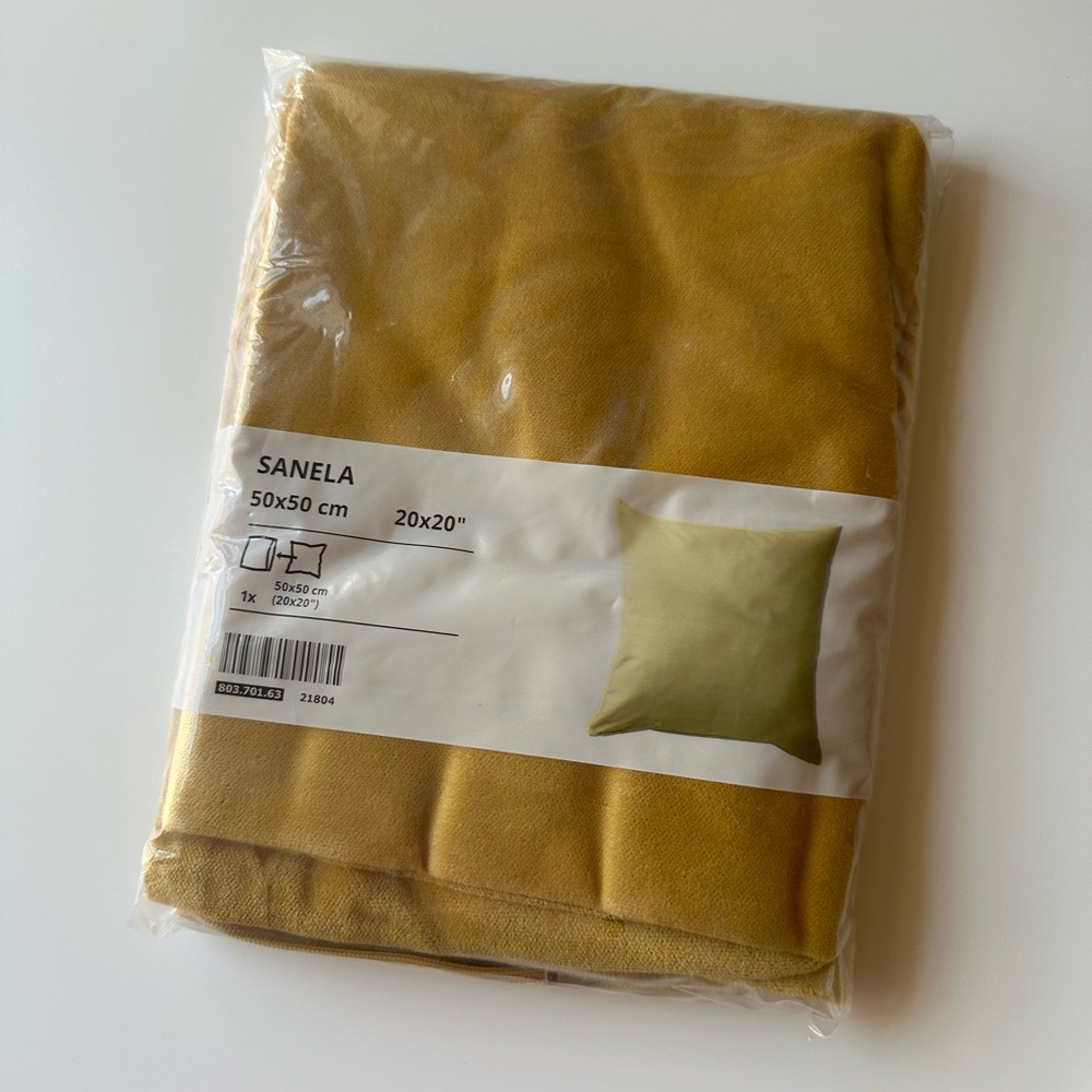 Set of Three IKEA Cushion Covers in Yellow, Orange, and Cream/Blue - Picture 2 of 5
